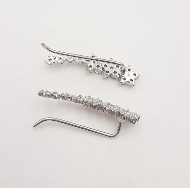 Cubic Zirconia Flower Climber Earring