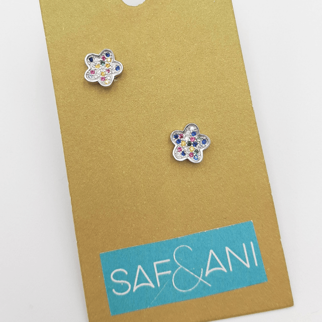 Coloured CZ Flower Earrings