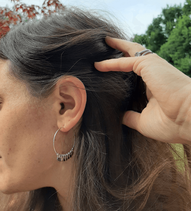 Silver Tassel Hoop Earring