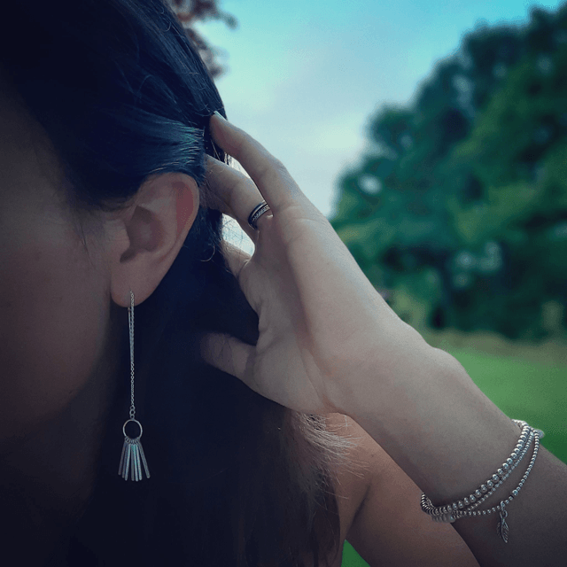 Fringed threader earring