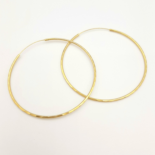 Gold Hammered Hoop
