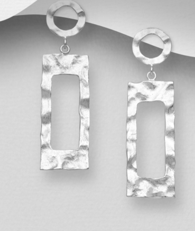 Hammered Geometric Drop Earrings